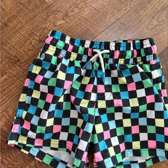 Art Class Colorful Checkered Swim Trunks with Elastic Waist - Picture 1 of 2